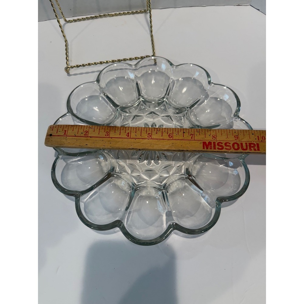 VTG Anchor Hocking Clear Glass Deviled Egg Plater 10" Round 12 Slots NIB - Picture 5 of 5